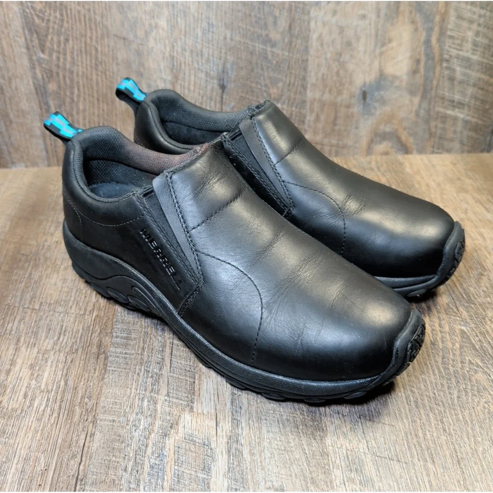 Merrell Men's Size 9 Black Jungle Moc 2 Pro Black Leather Shoes Waterproof